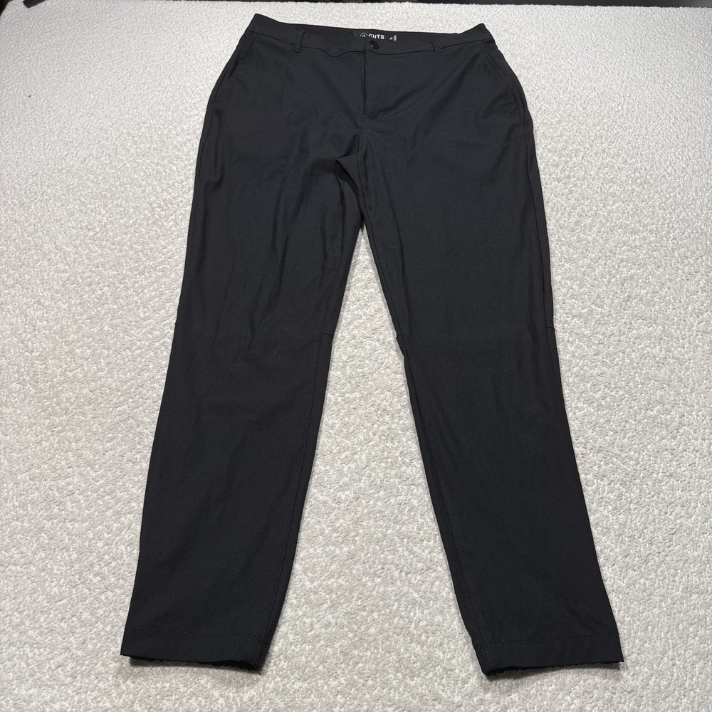 Cuts Pants Mens XL Black Performance Stretch Business Jogger Tapered Zip Pocket